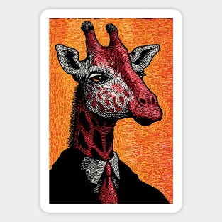 Majestic Giraffe in Business Attire Surreal Art Magnet